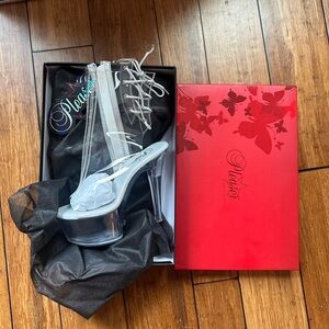 NWT 6 Inch Clear Pleaser Boot Heels